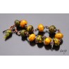 Bergham - Bracelet perle de verre et cuivre patiné