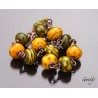 Bergham - Bracelet perle de verre et cuivre patiné