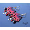 Emeline - boucles d'oreille rouge /noir, breloques, émaux sur cuivre - Style Bohême Chic - bo gaelys - full breloque
