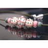 Collen - collier lampwork tons ivoire / beige / vieux rose - cordon cuir - apprêts argent
