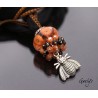 Honey queen - collier pendentif gaelys, pierre semi précieuses, lampwork et soie