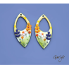 Paire de charm cuivre émaillé pour boucles d'oreille - vert / jaune /  rose / orange / violet