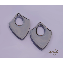 Paire de charm cuivre émaillé pour boucles d'oreille - vert / bleu pervenche/ marine