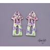 Paire de charm cuivre émaillé pour boucles d'oreille -  violet / vert / vert d'eau - maison - jardin