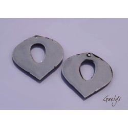 Paire de charm cuivre émaillé pour boucles d'oreille - vert /  violet / rose / ivoire