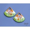 Paire de charm cuivre émaillé pour boucles d'oreille - vert / jaune / orange / rose / blanc / rouge