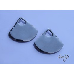 Paire de charm cuivre émaillé pour boucles d'oreille - vert / jaune / orange / rose / blanc / rouge