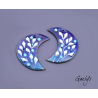 Paire de charm cuivre émaillé pour boucles d'oreille - bleu cobalt  /  bleu de provence - dégradé - feuillage bleu ciel