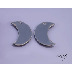Paire de charm cuivre émaillé pour boucles d'oreille - bleu cobalt  /  bleu de provence - dégradé - feuillage bleu ciel