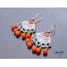 Mercy - boucles d'oreille orange /turquoise, breloques, émaux sur cuivre - Style Bohême Chic - full breloque amérindien
