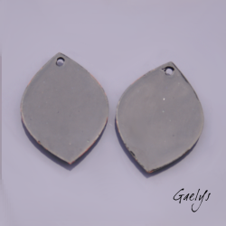 Paire de charm cuivre émaillé pour boucles d'oreille - fond bleu clair / vert doux / violet / blanc / Ciel - champêtre