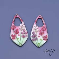 Paire de charm cuivre émaillé pour boucles d'oreille - vert / rose  / violet / pourpre