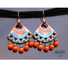 Mercy - boucles d'oreille orange /turquoise, breloques, émaux sur cuivre - Style Bohême Chic - full breloque amérindien