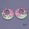 Paire de charm cuivre émaillé pour boucles d'oreille - vert / rose  / pourpre