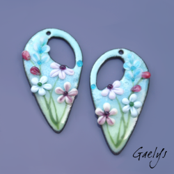 Paire de charm cuivre émaillé pour boucles d'oreille - vert / bleu glace / rose / pourpre