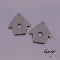 Paire de charm cuivre émaillé pour boucles d'oreille - vert / bleu / marine / rouge / blanc - Bird House