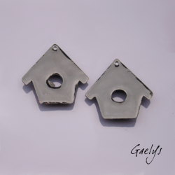 Paire de charm cuivre émaillé pour boucles d'oreille - vert / bleu / pourpre / turquoise - Bird House - Abeille laiton