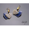 Tegashi - boucles d'oreille, vermeil or jaune et cuivre émaillés - Bohême Chic - Violet / bleu