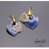 Tegashi - boucles d'oreille, vermeil or jaune et cuivre émaillés - Bohême Chic - Violet / bleu