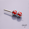 Perles Lampwork à picots oursin - duo de perles rondes avec points - rouge / bleu turquoise