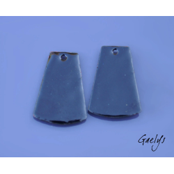 Paire de charm cuivre émaillé pour boucles d'oreille - fond noir / vert doux / olive / multicolore - champêtre - fleurettes