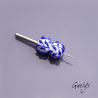 Perles Lampwork à fleurs - duo de perles "rondelle"  - fond blanc /feuillage bleu cobalt