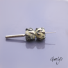 Perles Lampwork à fleurs - duo de perles rondelle  - fond vert d'eau clair /feuillage bleu metal