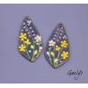 Paire de charm cuivre émaillé pour boucles d'oreille - fond noir / vert anis / rose / violet / jaune
