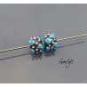 Perles à picots - duo de perles rondelle avec un jeu de points et picots  - rouge / bleu / aqua