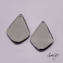 Paire de charm cuivre émaillé pour boucles d'oreille - fond noir / vert doux / violet  / rose