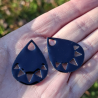 Paire de charm cuivre émaillé pour boucles d'oreille - bleu turquoise, violet, blanc- ovoïde