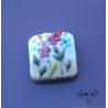 Perle lampwork carrée - bleu ciel / vert  / multicolore