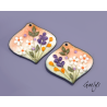 Paire de charm cuivre émaillé pour boucles d'oreille - fond pêche / vert / orange / violet / blanc