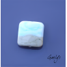 Perle lampwork carrée - bleu ciel / vert  / multicolore