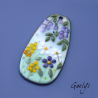 GRAND pendentif cuivre émaillé -  vert / bleu / jaune / violet - Glycine prairie fleurie