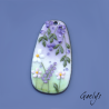 GRAND pendentif cuivre émaillé -  vert / bleu / jaune / violet - Glycine prairie fleurie