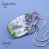 GRAND pendentif cuivre émaillé -  vert / bleu / jaune / violet - Glycine prairie fleurie