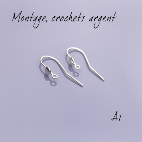 Montage EMAUX - Crochets d'oreilles 17 mm et disque 4,5 mm Argent 925