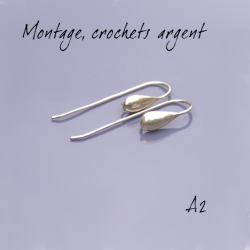 Montage EMAUX - Crochets d'oreilles 33 mm et goutte 11 mm Argent