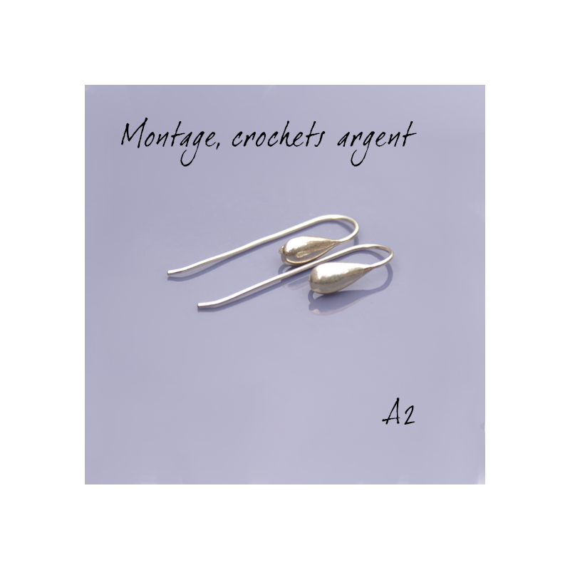 Montage EMAUX - Crochets d'oreilles 33 mm et goutte 11 mm Argent