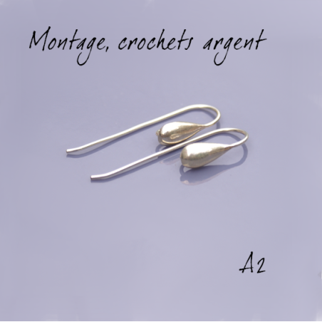 Montage EMAUX - Crochets d'oreilles 33 mm et goutte 11 mm Argent