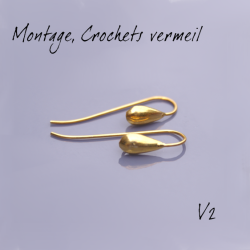 Montage EMAUX - Crochets d'oreilles 33 mm et goutte 11 mm Vermeil