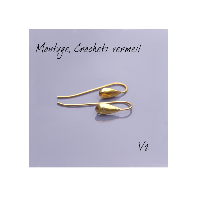 Montage EMAUX - Crochets d'oreilles 33 mm et goutte 11 mm Vermeil
