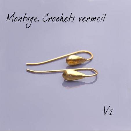 Montage EMAUX - Crochets d'oreilles 33 mm et goutte 11 mm Vermeil