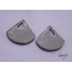 Paire de charm cuivre émaillé pour boucles d'oreille - fond bleu glace / vert / violet / blanc / bleu ciel