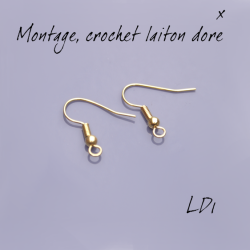 Montage EMAUX - Crochets d'oreilles boules 19 mm - Laiton doré