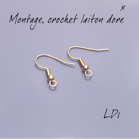 Montage EMAUX - Crochets d'oreilles boules 19 mm - Laiton doré