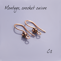 Enamel setting - 24mm ear hooks and 5.5mm flower - antique copper