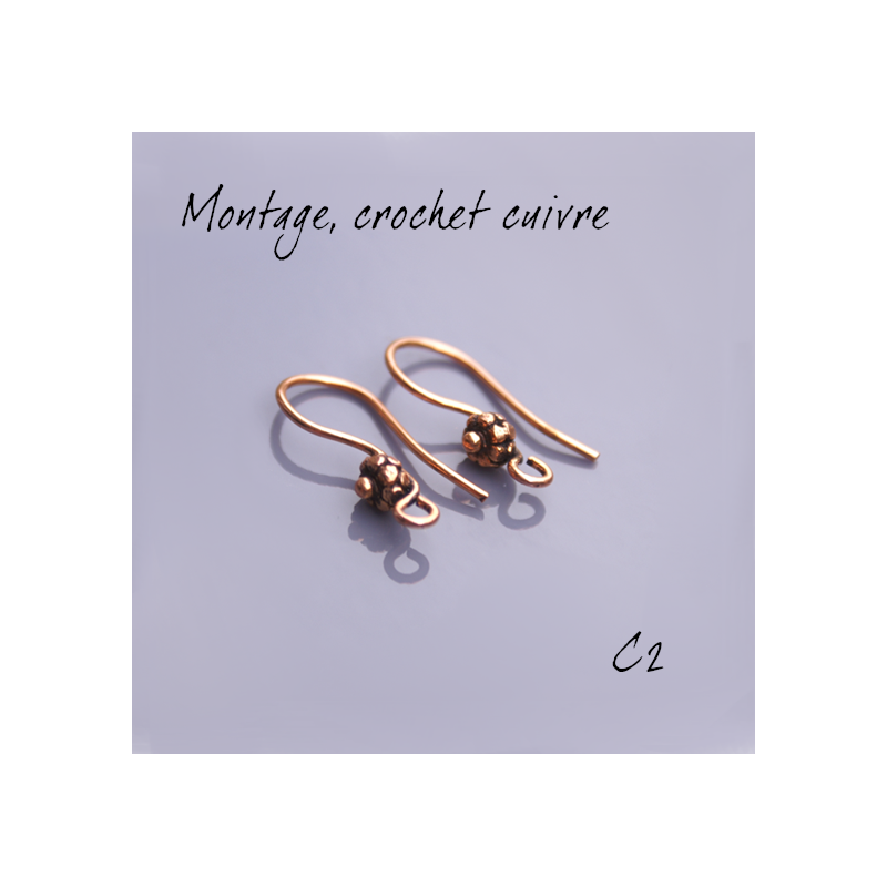Enamel setting - 24mm ear hooks and 5.5mm flower - antique copper