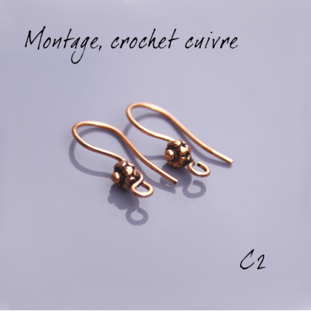 Enamel setting - 24mm ear hooks and 5.5mm flower - antique copper